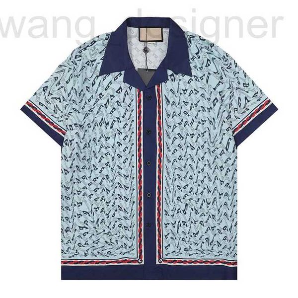 Chemises décontractées pour hommes Designer Fashion Hawaii Floral Letter Print Beach Designer Silk Bowling Shirt Hommes Été Robe à manches courtes M-3XL JJ 1YZ3