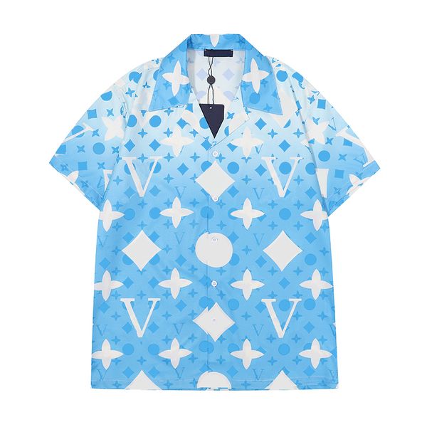 Chemises décontractées pour hommes Designer Luxury Mens Fashion Chemise de bowling noire à imprimé géométrique classique Hawaii Floral Men Slim Fit Short Sleeve