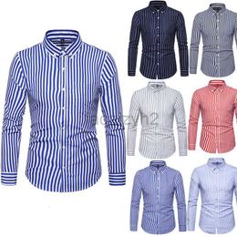 Chemises décontractées pour hommes Polos T-shirts chemises pour hommes, chemise à manches longues, chemise décontractée pour hommes, fibre de polyester rayée pour hommes, chemise de grande taille pour hommes