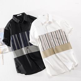 Chemises décontractées pour hommes Designer à manches courtes Patchwork Coton Marque pour hommes Tendance Confortable Top Vêtements Camisa Masculina Drop-ship