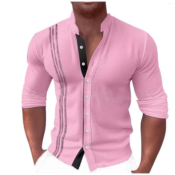 Chemises décontractées pour hommes Designer printemps été coton lin couleur unie à manches longues hommes amples