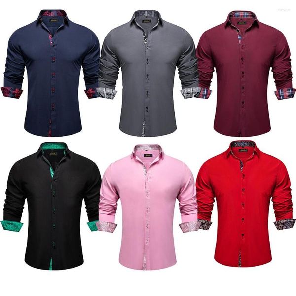 Chemises décontractées pour hommes Designer avec col et manchette de couleurs contrastées 2023 Robe en coton sociale Chemise Blouse Tops à manches longues