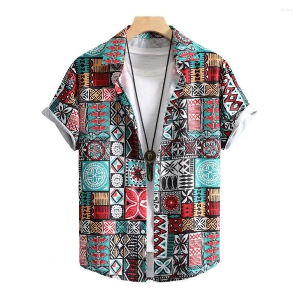 Chemises décontractées pour hommes chemises à imprimé numérique Men Summer Rétro coloré avec style mi-orient