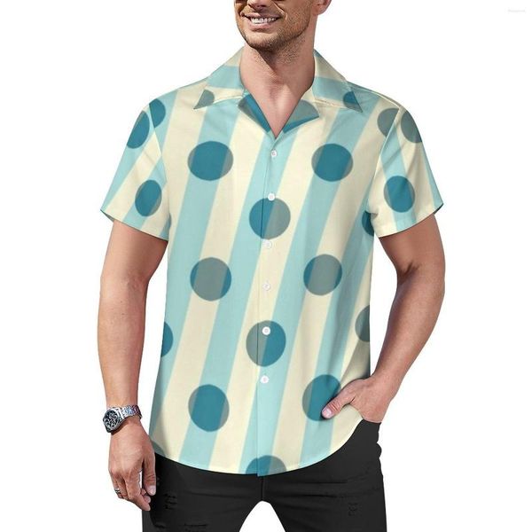 Chemises décontractées pour hommes chemise à pois et rayures Art moderne plage ample été Vintage Blouses à manches courtes graphique vêtements surdimensionnés