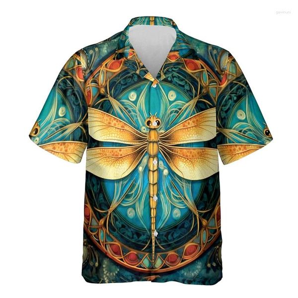 Chemises décontractées pour hommes Graphique de libellule pour hommes vêtements Animal 3D Shirt Place Shirt Funny Insect Blouse Blouse Femmes Blouses Boy Tops
