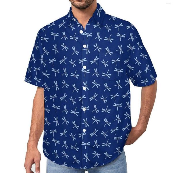 Chemises décontractées pour hommes libellule imprimé Blouses hommes mignon Animal hawaïen à manches courtes conception Y2K surdimensionné plage chemise cadeau