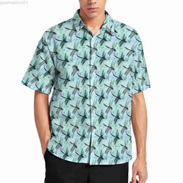 Vrijetijdsoverhemden voor heren Vrijetijdsoverhemd met libelprint Schattig dier Vakantie los overhemd Hawaiiaanse modeblouses Korte mouw Op maat gemaakte overmaatse kleding L230721