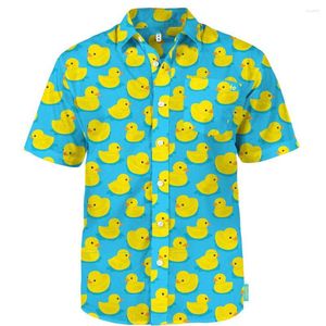 Casual overhemden voor heren Duck Bird 3D-bedrukte heren Dames Roepingsblouses Reversoverhemd Cuba Camisas Tienerblouse