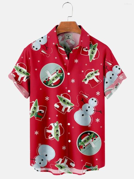 Camisas informales para hombre DUTRIEUX Ropa Camisa corta con manga con estampado alienígena y muñeco de nieve navideño