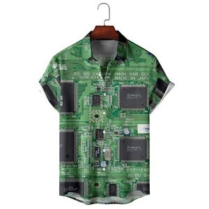Chemises décontractées pour hommes Chip électronique 3D Chemises imprimées pour hommes Vintage Motherboard Blouses Enginr Court-bouton Slve Personnalité Mâle Tops Y240506