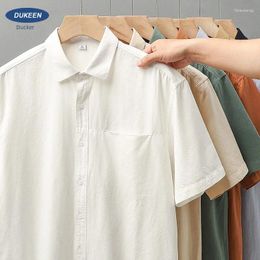 Chemises décontractées pour hommes en manches courtes américaines pour Summer Cityboy Pocket Size Cotton White Shirt