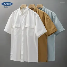 Chemises décontractées pour hommes en poche à manches courtes de style américain pour l'été Cityboy High-In Inch White Shirt