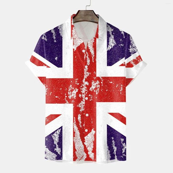 Chemises décontractées pour hommes Drapeau britannique imprimé T-shirt pour hommes Sport de plein air Vêtements à séchage rapide T-shirt ample T-shirts de rue Manches courtes Été