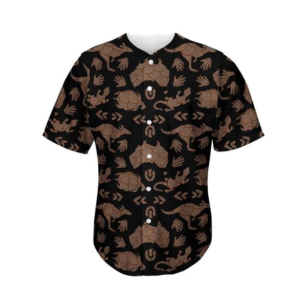 Chemises décontractées pour hommes Est 3Dprinted Motif aborigène Baseball Jersey Shirt Streetwear Unique Unisex Funny Sport Streewear Style-1Men's