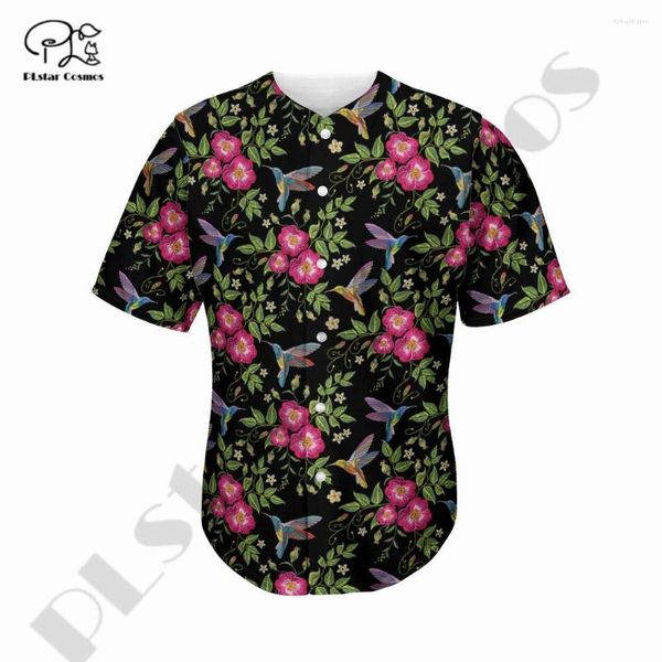 Chemises décontractées pour hommes Est 3Dprinted Flower Frangipani Pattern Art Baseball Jersey Shirt Unique Unisexe Funny Sport Summer Streetwear Style-1