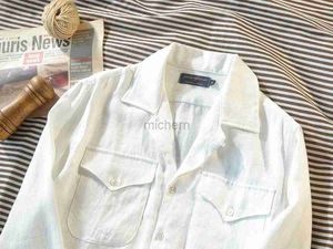Chemises décontractées pour hommes Collier cubain de style européen et manches longues pour hommes à manches longues vintage Hawaiian shirt blanc 240417