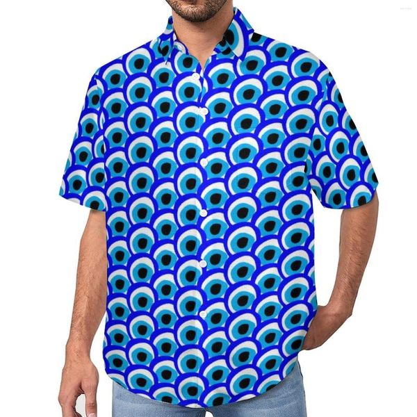 Camisas casuales para hombres Evil Eye Talismán Camisa de playa Amuleto Encanto griego Hombres hawaianos Blusas retro Diseño de manga corta Ropa Tallas grandes