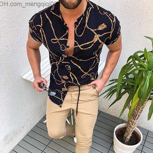 Camisas casuales para hombres EWSFV Verano Nuevos hombres Camisa de moda de manga corta Estampado de 2 colores Camisa de un solo pecho Camisa grande informal Z230713