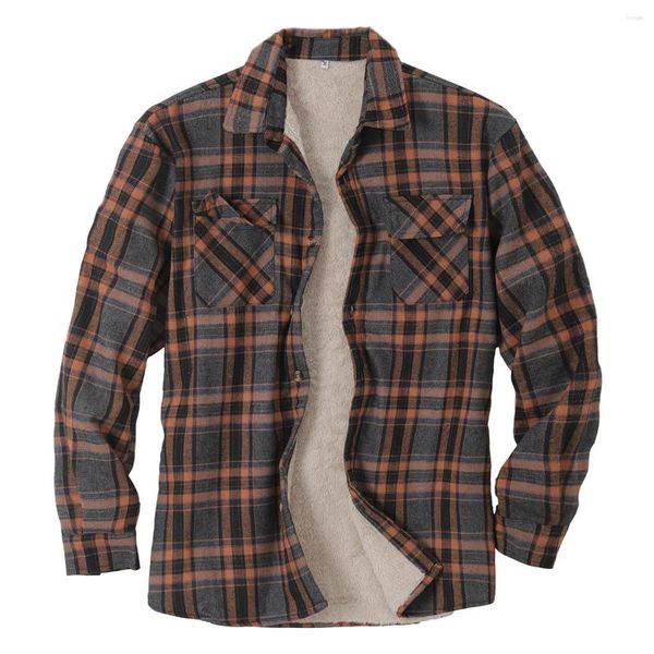 Chemises décontractées pour hommes Automne / Hiver 2023 Amazon Independent Station Plaid Fleece Thermal Shirt Jacket