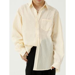 Chemises décontractées pour hommes fanan 2023 Version coréenne d'automne de la chemise lâche simple sens de design masculin à manches longues beaux Ruffian