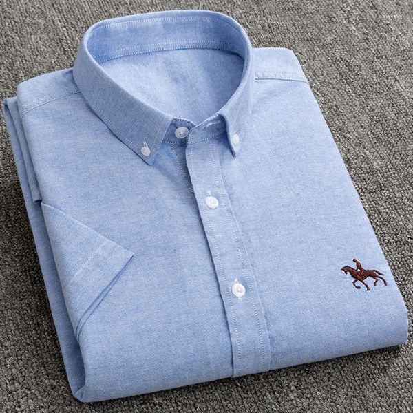 Chemises décontractées pour hommes mode 2022 hommes à manches courtes Oxford filature coton été mince coupe ajustée moitié pour hommes chemise habillée