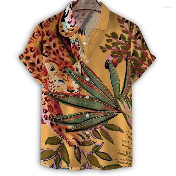 Chemises décontractées pour hommes Mode Animal 3D Imprimer Chemise hawaïenne Hommes Summer Birds Modèle Manches courtes T-shirts Harajuku Street Bouton Lâche