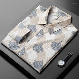 Casual overhemden voor heren Modemerk Kleurcontrast Shirt met lange mouwen Prachtige jacquard High-end Rimpelbestendig 2023 Herfst