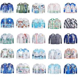 Men's Casual Shirts Fashion Brand Long Sleeve Hawaiian Floral Beach Blouse Mens Clothing Male Camisas Vocation For Summer