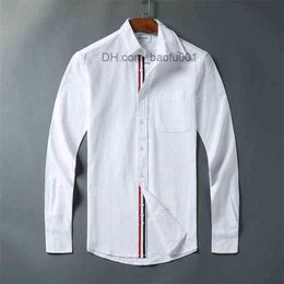 Casual overhemden voor heren Overhemden van modemerken Heren Slank Wit Casual overhemd met lange mouwen Kraagvorm Oxford Gestreept Effen herenkleding 230706