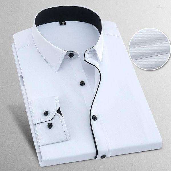 Camisas informales para hombre, camisa de vestir con botones a la moda para hombre, camisa de gran tamaño blanca azul para hombre, sin bolsillo, Formal de negocios, de talla grande 6XL, 7XL, 8XL