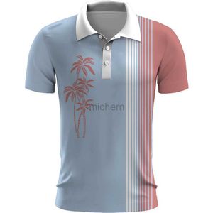 Casual shirts voor heren mode kokosboom geprinte poloshirt voor mannen zomer Harajuku korte mouw tops outdoor strand vakantie revers t-shirts 240416