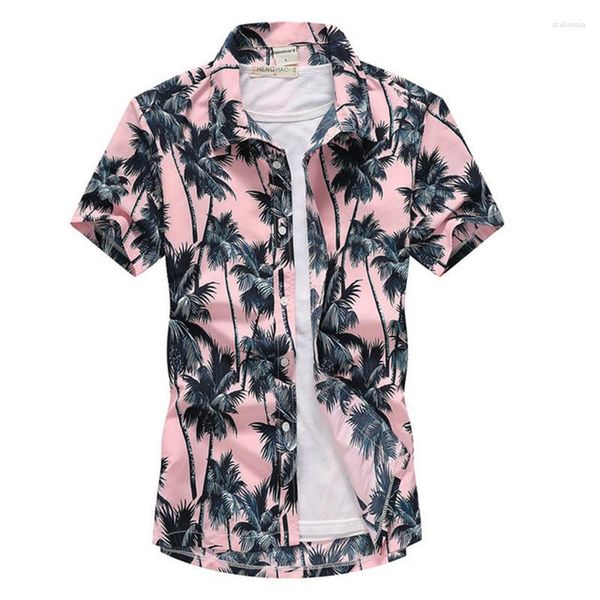 Camisas casuales para hombres de moda estampado de árbol de coco