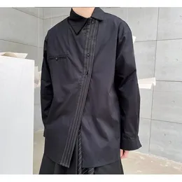 Chemises décontractées pour hommes Design de mode Punk Gothic Youth Revers à manches longues Chemise surdimensionnée en vrac D
