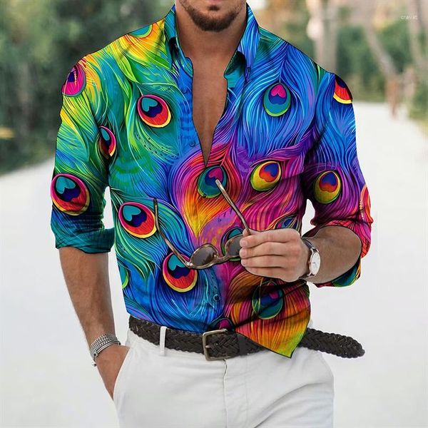 Chemises décontractées pour hommes Mode Plume Graphique Confortable Haute Qualité Tissu Street Sports Party 2023 Printemps Été Plus Taille