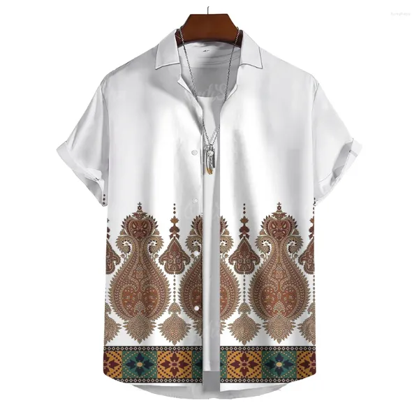 Chemises décontractées pour hommes Mode Fleur Vêtements Chemise Colorée À Manches Courtes Top Été