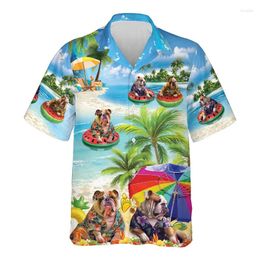 Chemises décontractées pour hommes Fashion Hawaiian Poodle 3d imprimé pour hommes vêtements drôle Aloha Beach Shirt Dogs Pet Graphic Courte Log Lovers de chien Tops