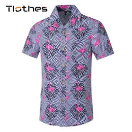 Chemises décontractées pour hommes mode chemise hawaïenne hommes décontracté imprimé flamant rose grande taille M5XL plage Aloha chemises hommes à manches courtes Camisa Hawaiana Hombre Z0224