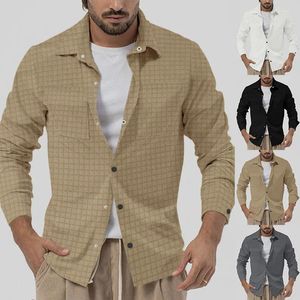 Chemises décontractées pour hommes, mode grande taille, petit manteau à manches longues à carreaux