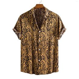 Männer Casual Hemden Mode Leopard Print Hawaiian Shirt Männer Camisas Hombre 2023 Marke Kurzarm Strand Streetwear Mann XXL