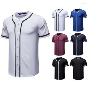 Casual shirts voor heren modeheren knop Down Down Baseball Jersey Hip Hop Streetwear T -shirt Homme Homme korte mouw teamuniform T