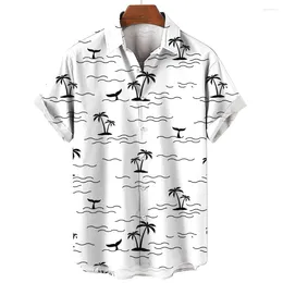 Casual overhemden voor heren Mode Heren Hawaiiaans overhemd Mannelijk 3D-bedrukt Strand Aloha T-shirts met korte mouwen Oversized 5XL Camisa Hawaiana Hombre