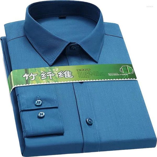 Chemises décontractées pour hommes Fashion sans fer à manches longues Anti-rides classiques Solid Business Soft Bamboo Fibre Choix