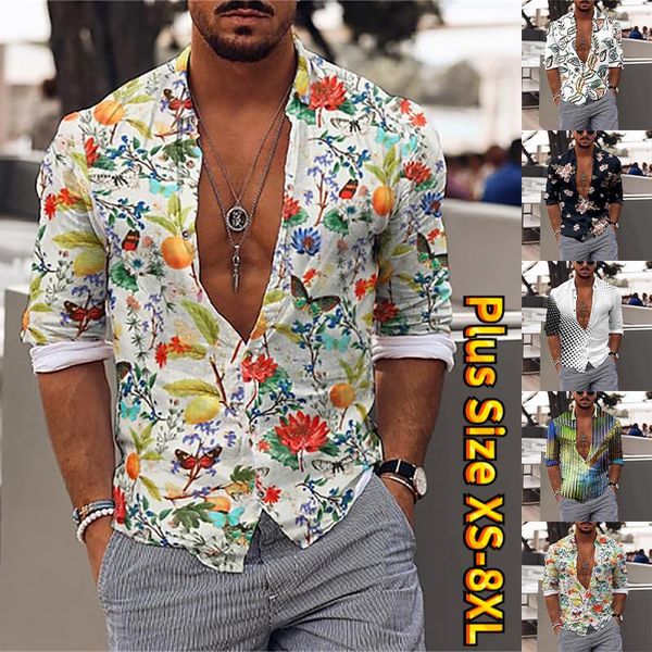 Chemises décontractées pour hommes Personnalité de la mode Chemise à manches longues imprimée à boutons Design classique Coupe cintrée Quotidien XS-8XL