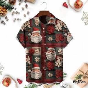 Chemises décontractées pour hommes Mode Santa Claus Hat Graphique pour hommes Vêtements Funny Christmas Snowman 3d Blouses imprimées