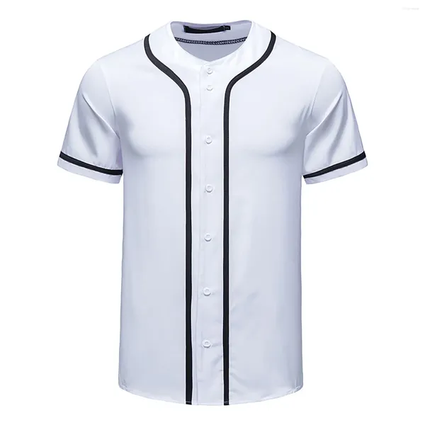 Camisas casuales de los hombres Camisa de moda Sudadera de béisbol de algodón Chaqueta de manga corta