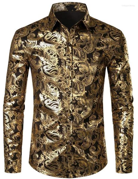 Chemises décontractées pour hommes Chemise de mode Fleurs Impression 3D Bouton de revers Haut à manches longues Vêtements Styles de fête Design Confortable