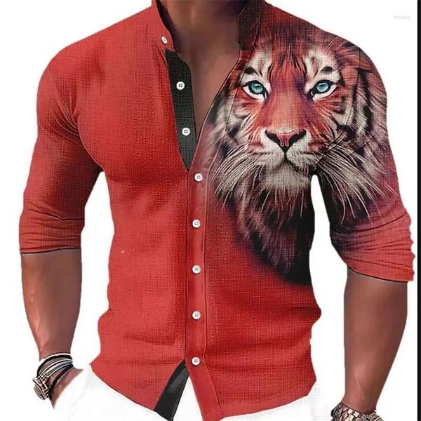 Camisas casuales para hombres Camisa de moda Botón abierto Collar Muscula Muscula Soft y cómoda Spring Summer manga larga