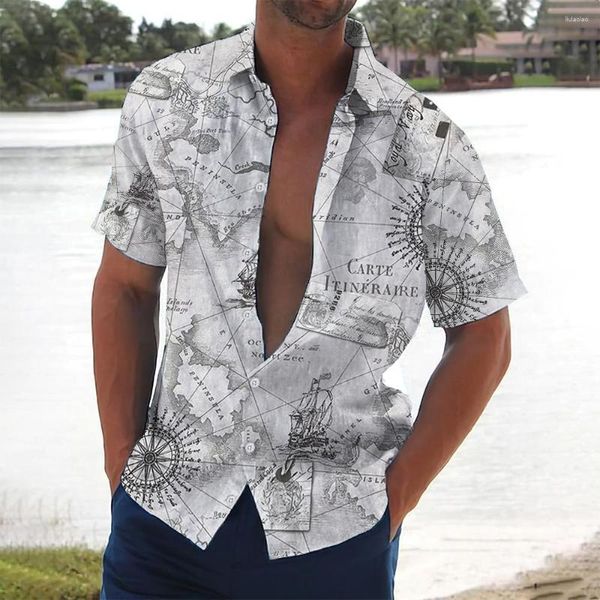 Camisas casuales para hombres Camisa de moda Verano de manga corta Diseño de patrón 3D Playa Hawaiana Camiseta de gran tamaño Ropa