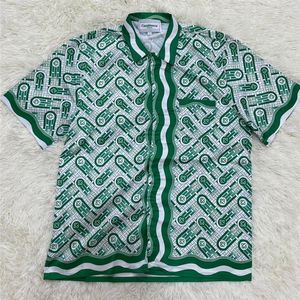 Chemises décontractées pour hommes Mode Court CASABLANCA Chemises Soie douce Hommes Femmes Couple Hawaiian Green Ananas Shade Shirt Tops Tee 230704