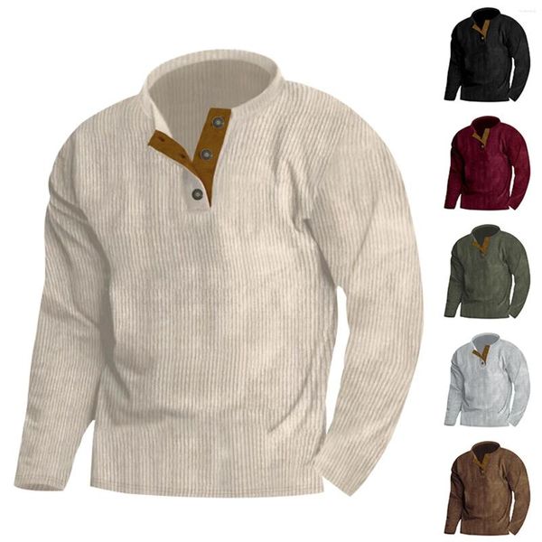 Chemises décontractées pour hommes Mode printemps et automne à manches longues en velours côtelé bouton classique couleur unie t pour hommes en vrac pack hommes